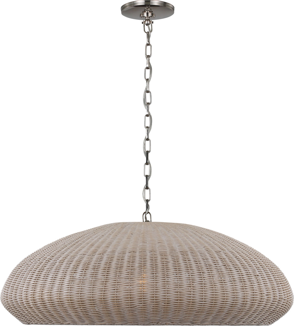 Kokomo 32" Wide Pendant in Polished Nickel with Ash Wicker Shade