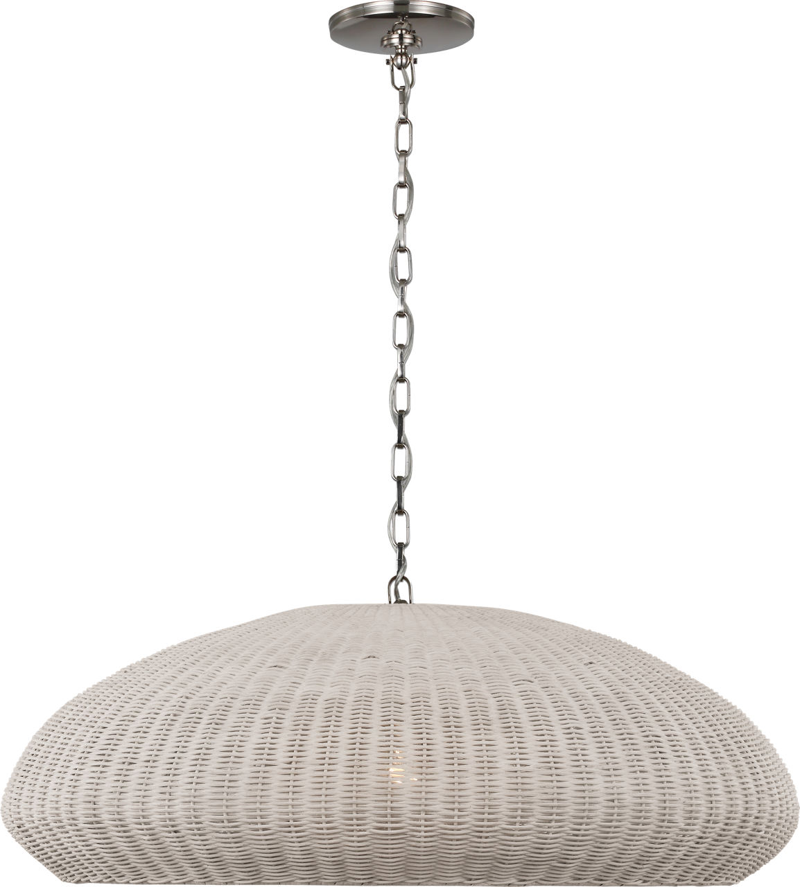 Kokomo 32" Wide Pendant in Polished Nickel with Chalk Wicker Shade