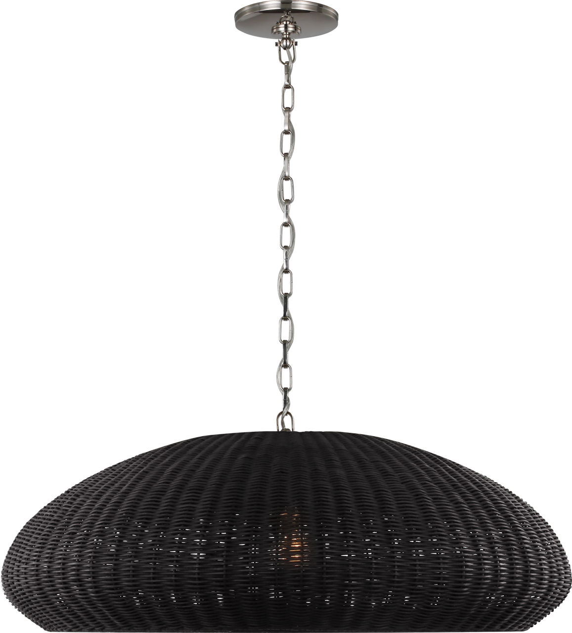 Kokomo 32" Wide Pendant in Polished Nickel with Charcoal Wicker Shade
