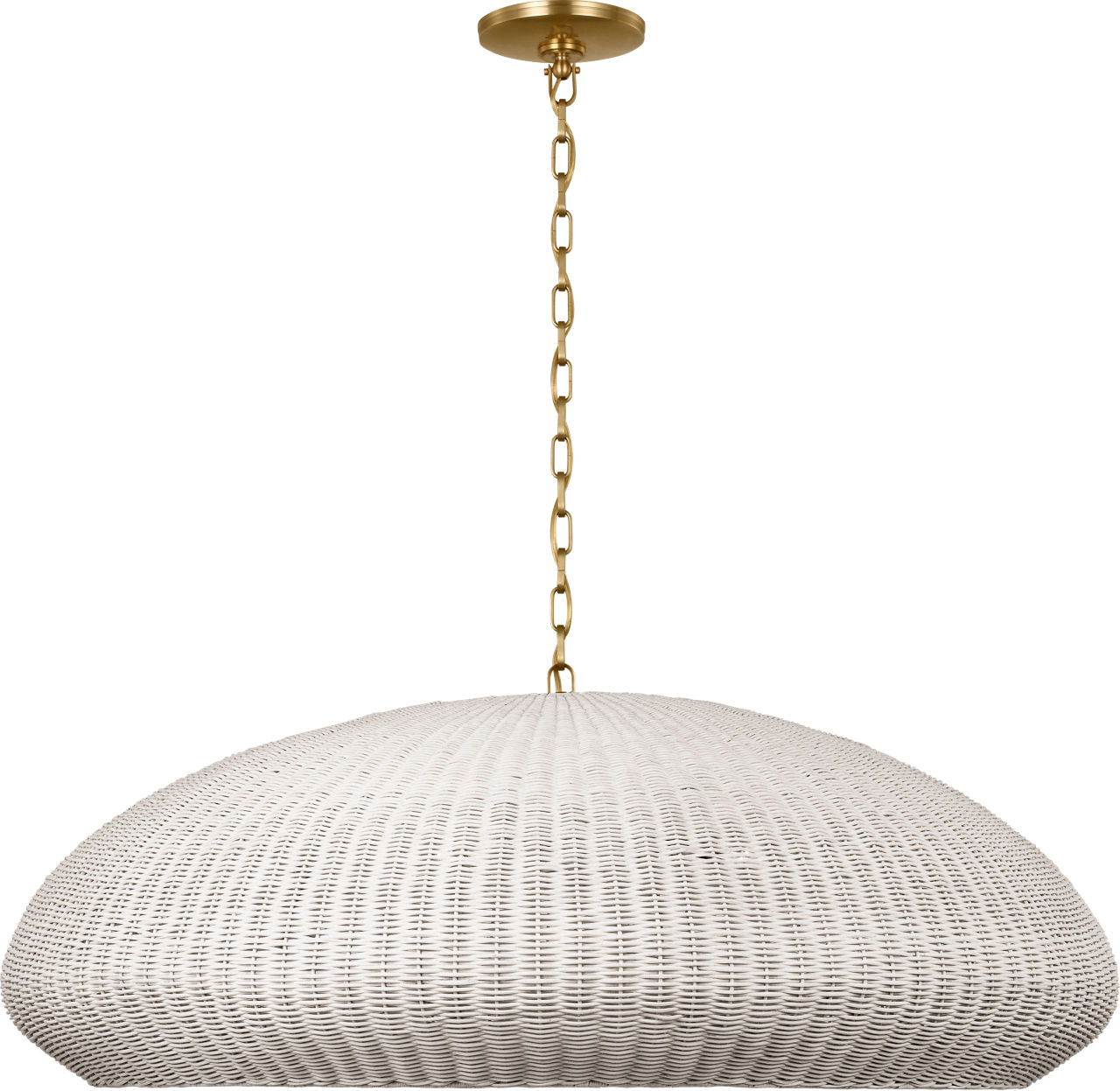 Kokomo 44" Wide Pendant in Antique-Burnished Brass with Chalk Wicker Shade
