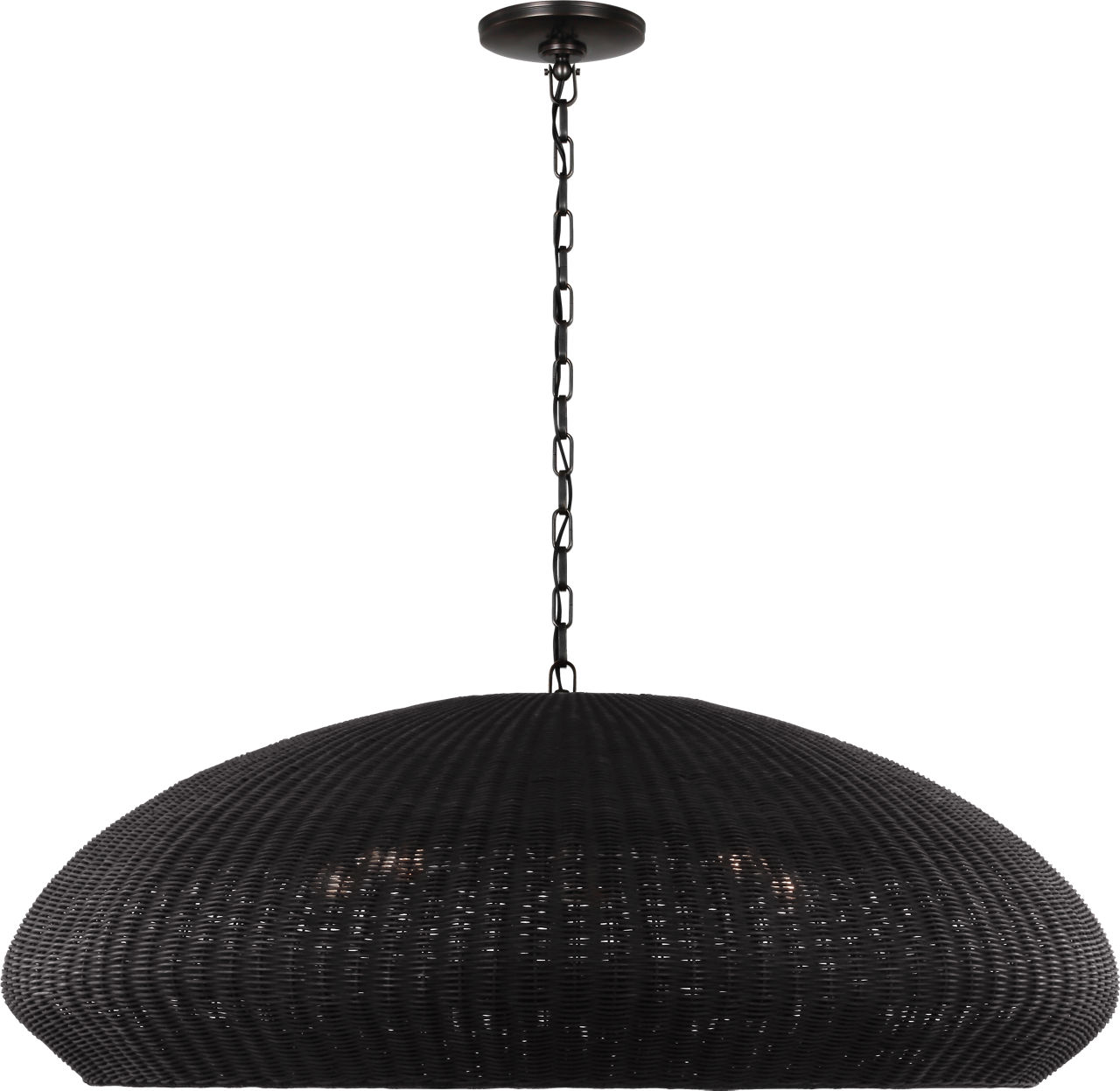 Kokomo 44" Wide Pendant in Bronze with Charcoal Wicker Shade