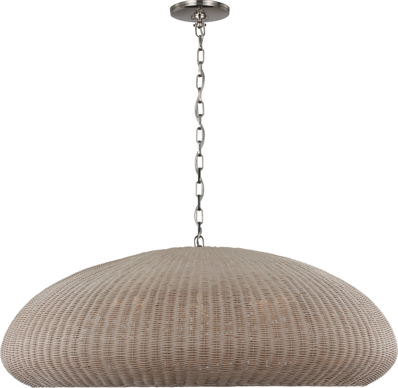 Kokomo 44" Wide Pendant in Polished Nickel with Ash Wicker Shade