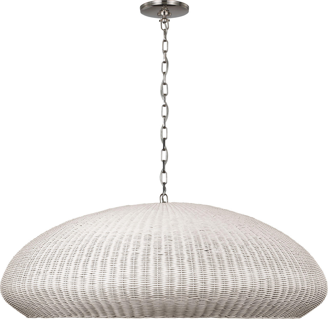 Kokomo 44" Wide Pendant in Polished Nickel with Chalk Wicker Shade