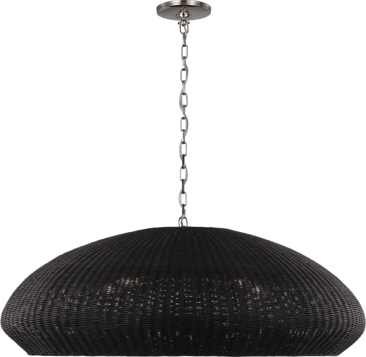 Kokomo 44" Wide Pendant in Polished Nickel with Charcoal Wicker Shade