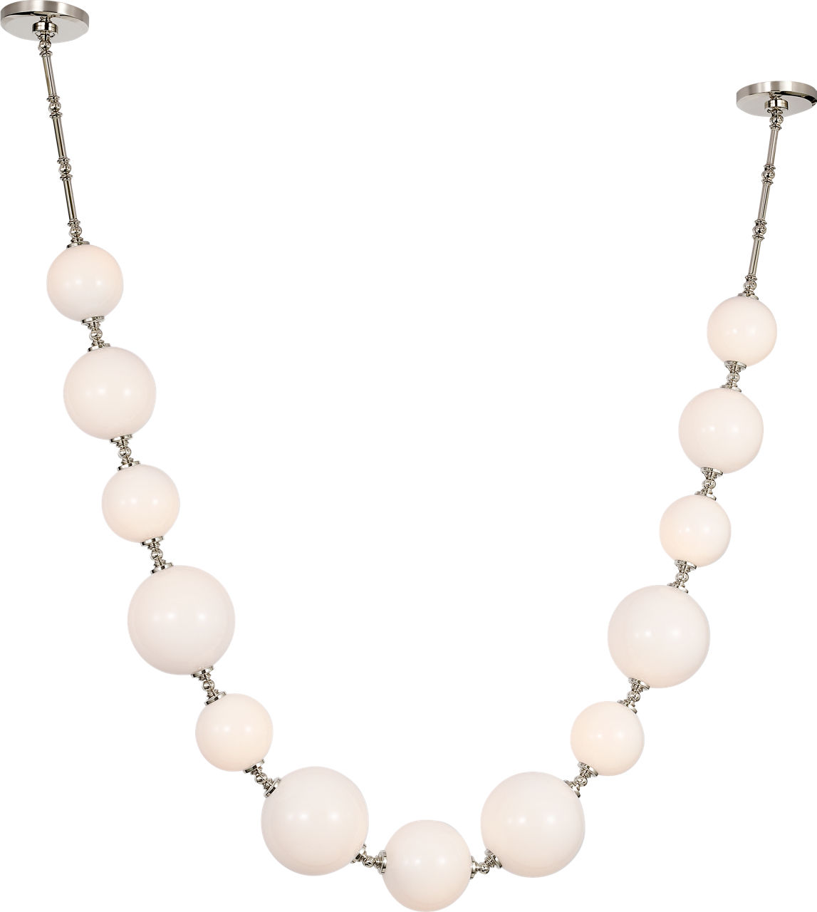 Datum Necklace Chandelier in Polished Nickel with White Glass