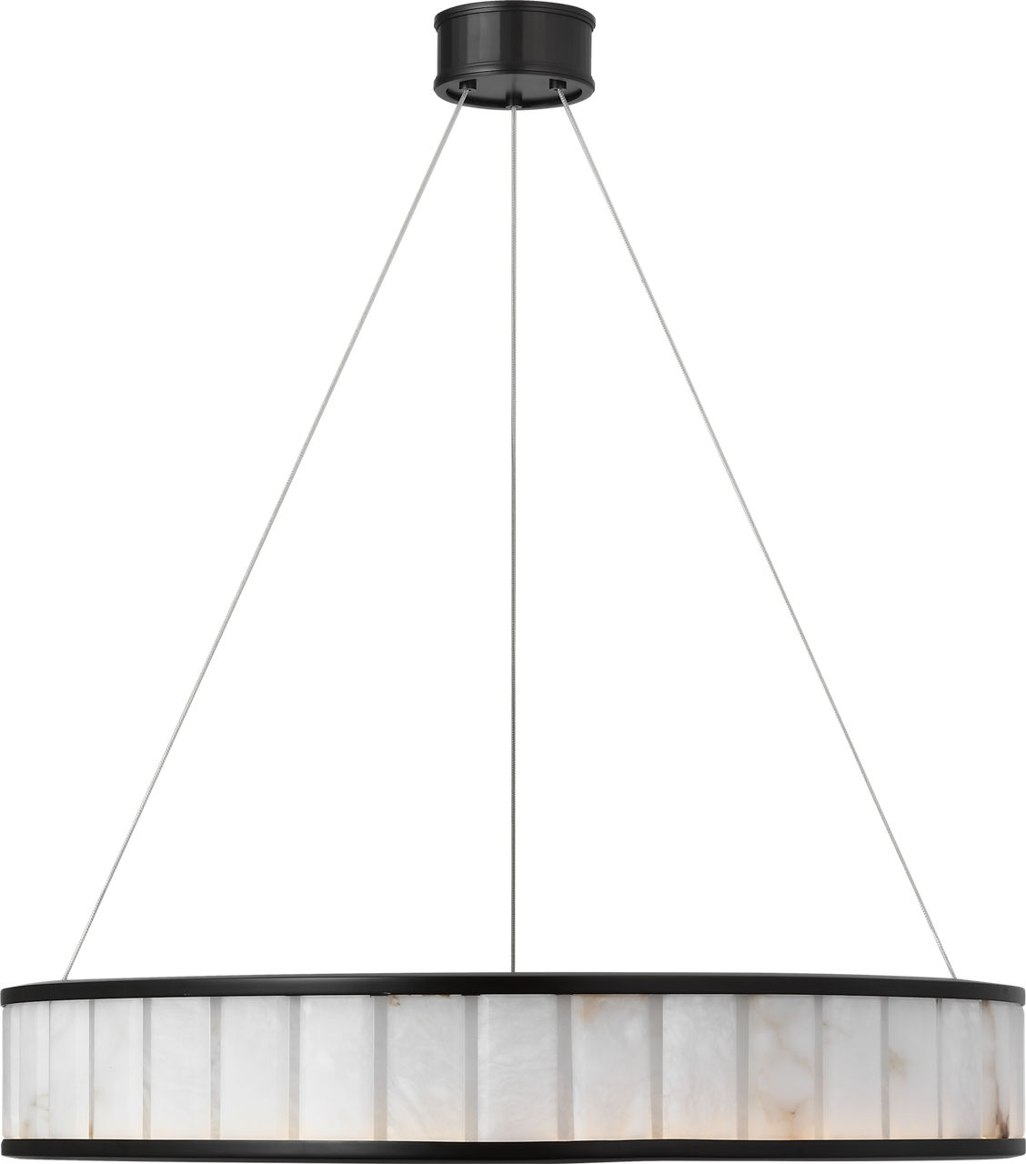 Iterna 30" Ring Chandelier in Modern Iron with Alabaster