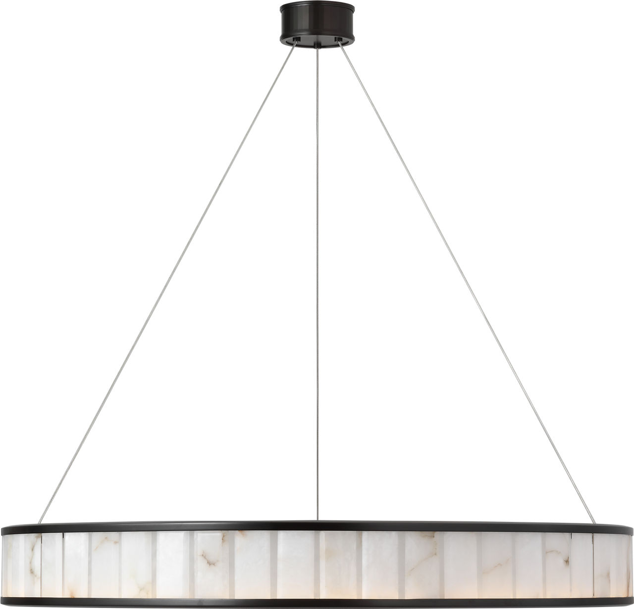 Iterna 40" Ring Chandelier in Modern Iron with Alabaster