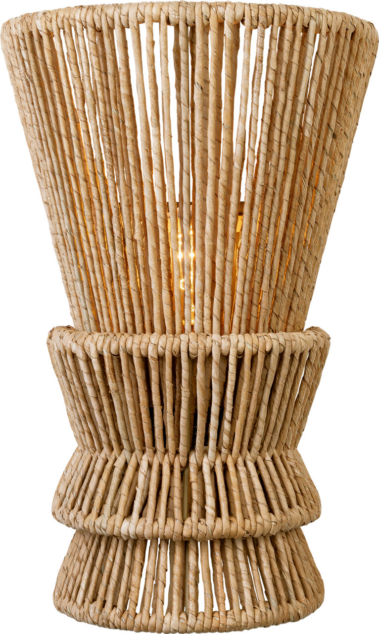 Antigua Medium Sconce in Antique-Burnished Brass and Natural Abaca