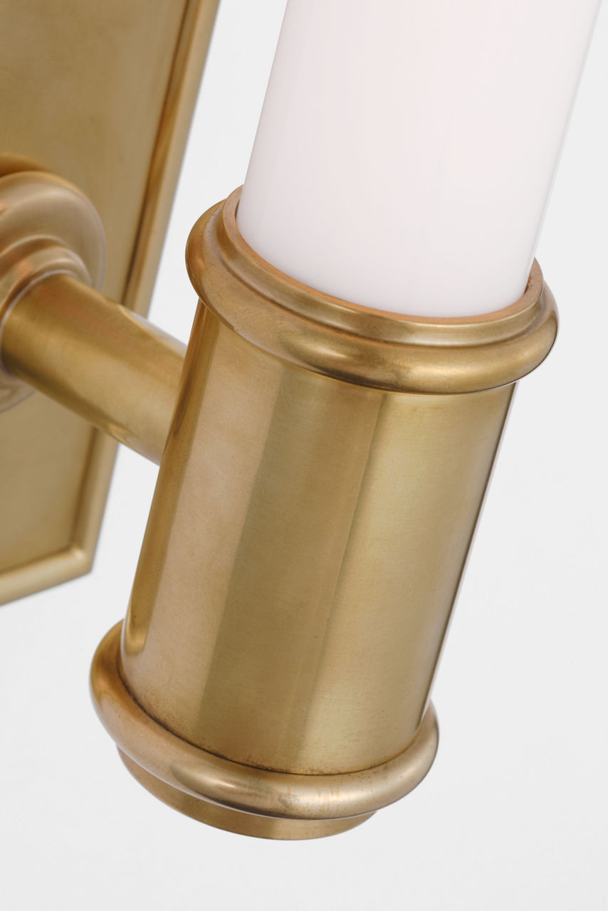 Owen 14" Single Bath Light in Antique-Burnished Brass with White Glass