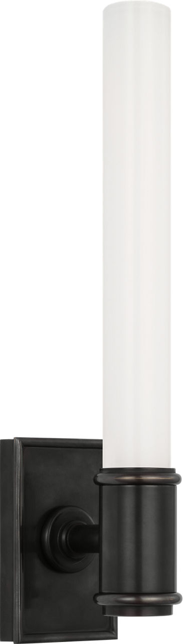 Owen 14" Single Bath Light in Bronze with White Glass