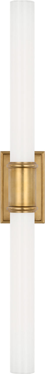 Owen 22" Double Bath Light in Antique-Burnished Brass with White Glass