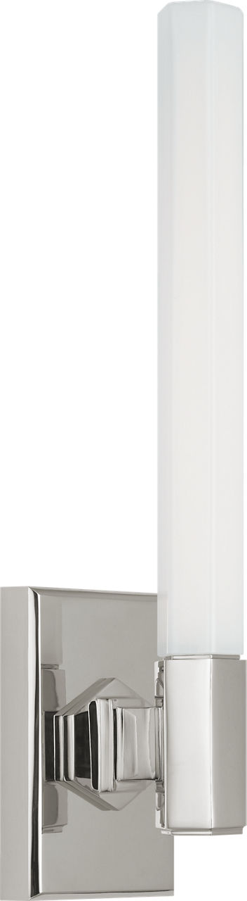 Hawthorne 13" Single Bath Light in Polished Nickel with White Glass