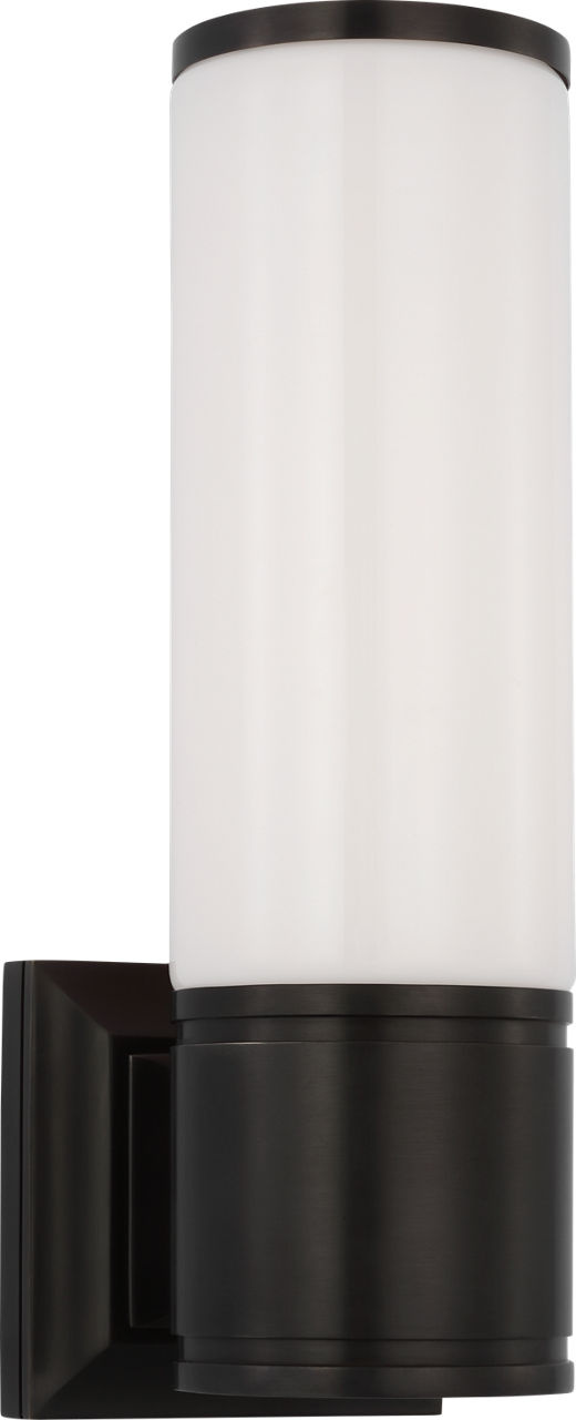 Halford 14" Bath Sconce in Bronze with White Glass