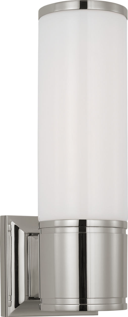 Halford 14" Bath Sconce in Polished Nickel with White Glass