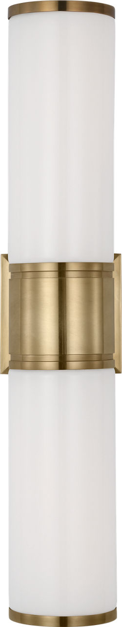 Halford 22" Double Bath Sconce in Antique-Burnished Brass with White Glass