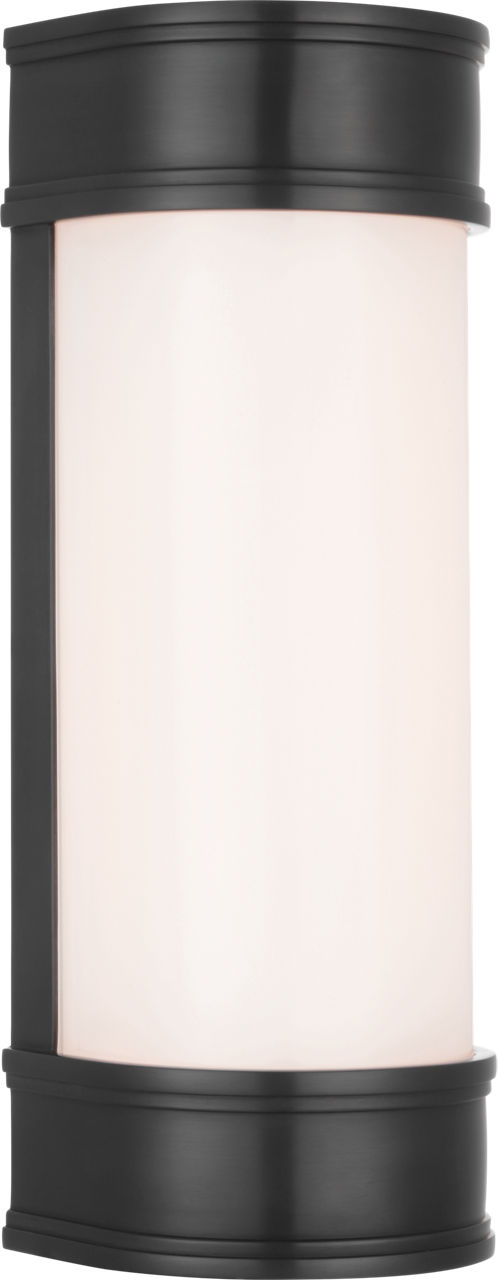 Marden 12" Salon Bath Sconce in Bronze with White Glass