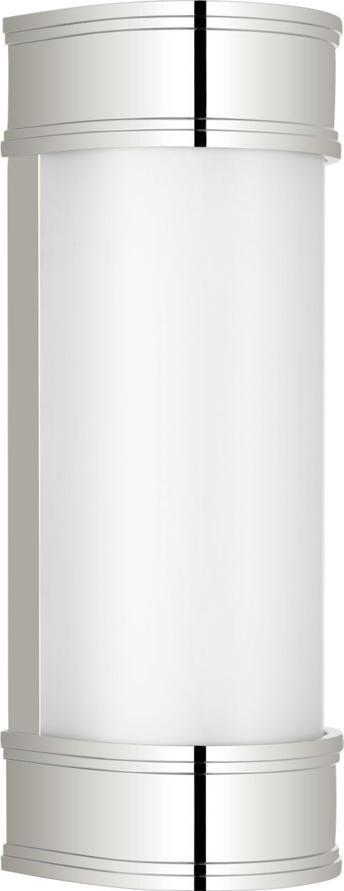 Marden 12" Salon Bath Sconce in Polished Nickel with White Glass