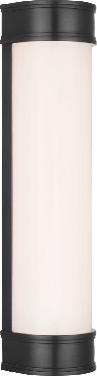 Marden 18" Salon Bath Sconce in Bronze with White Glass