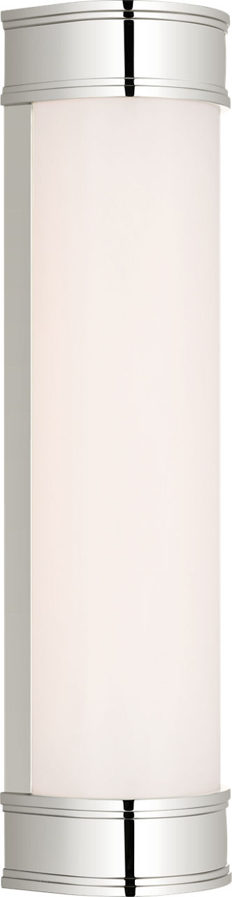 Marden 18" Salon Bath Sconce in Polished Nickel with White Glass