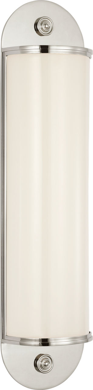 Newfield 20" Bath Sconce in Polished Nickel with White Glass