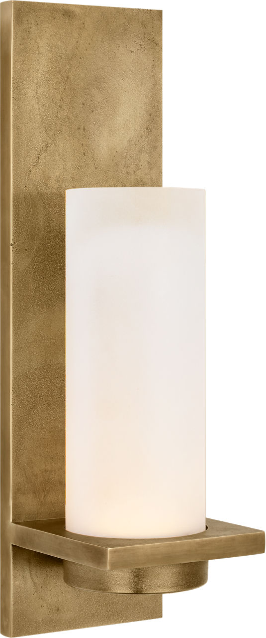 Cornado 18" Indoor/Outdoor Hurricane Sconce in Museum Brass with Etched Crystal