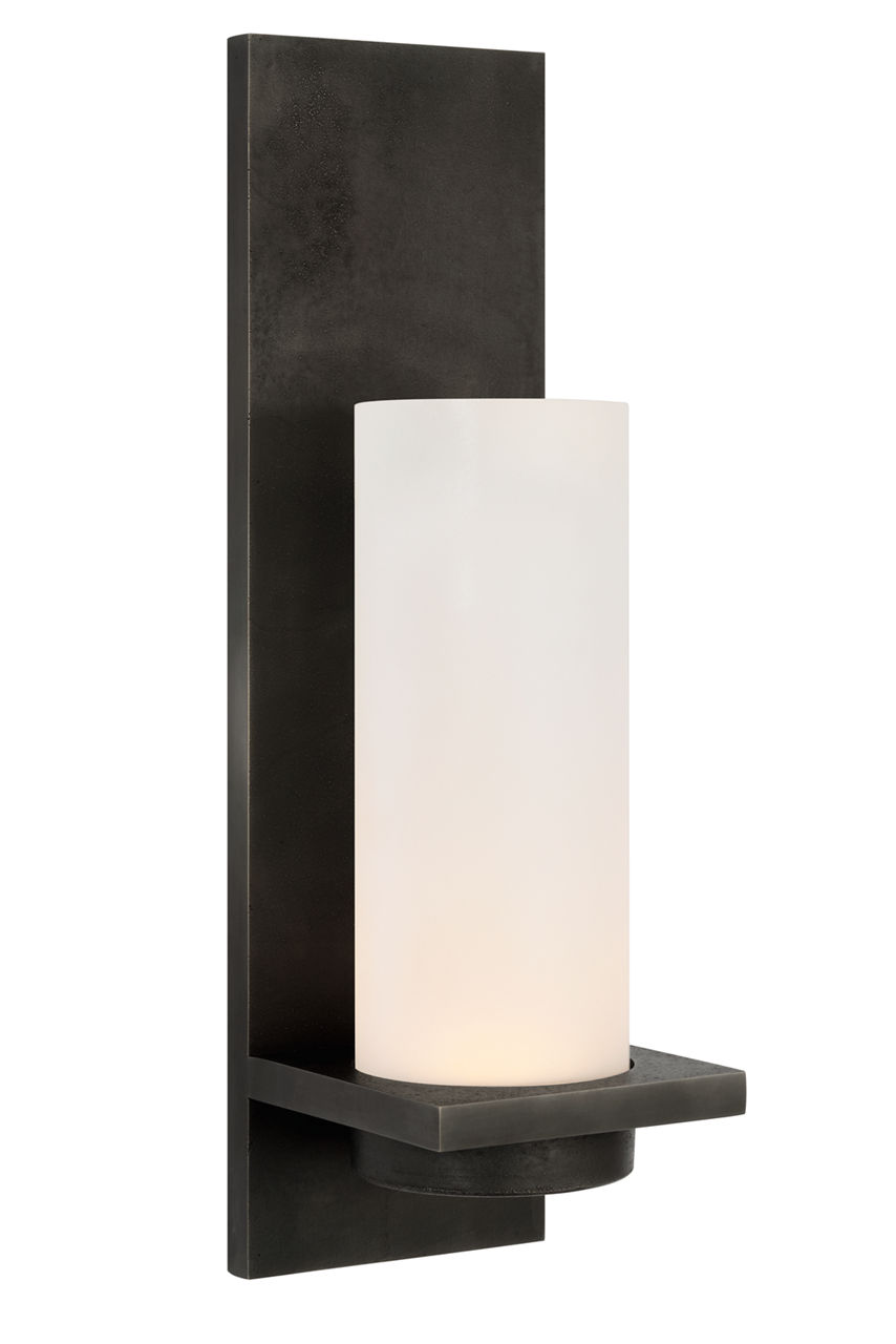 Cornado 18" Indoor/Outdoor Hurricane Sconce in Museum Bronze with Etched Crystal