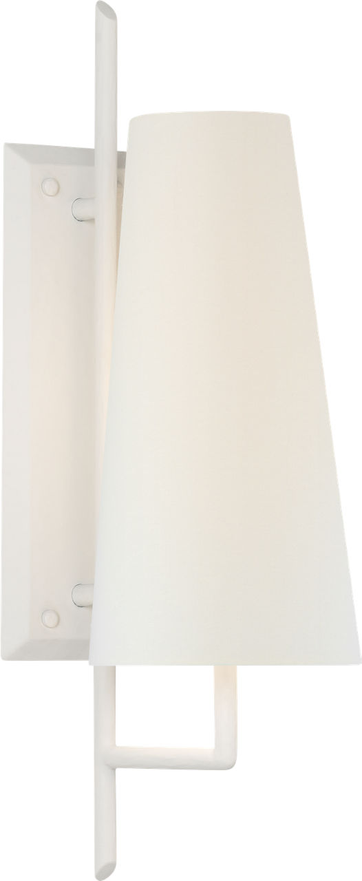 Ashton Large Single Sculpted Sconce in Plaster White with Linen Shade