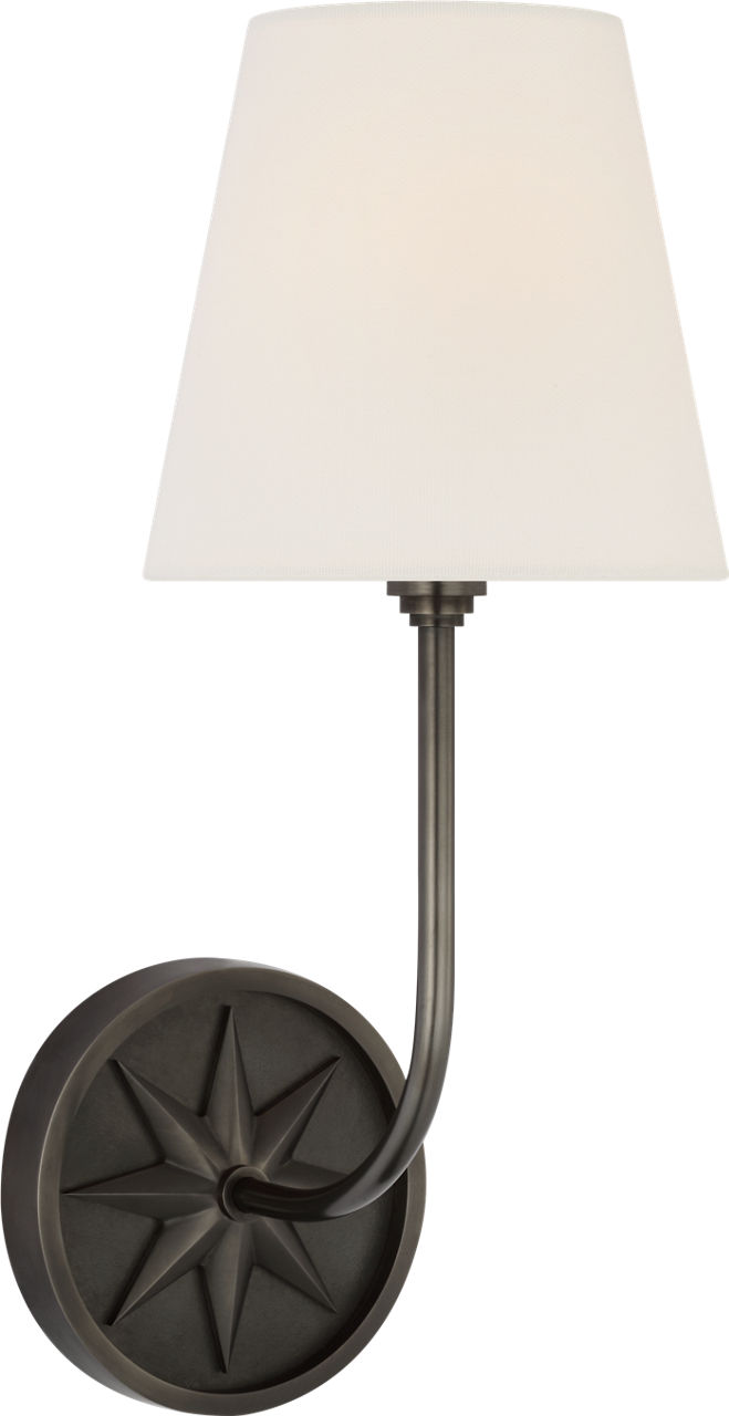 Polaris 15" Sconce in Bronze with Linen Shade