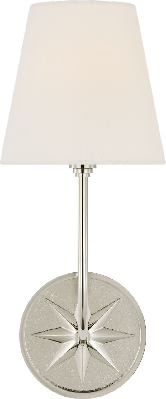 Polaris 15" Sconce in Polished Nickel with Linen Shade