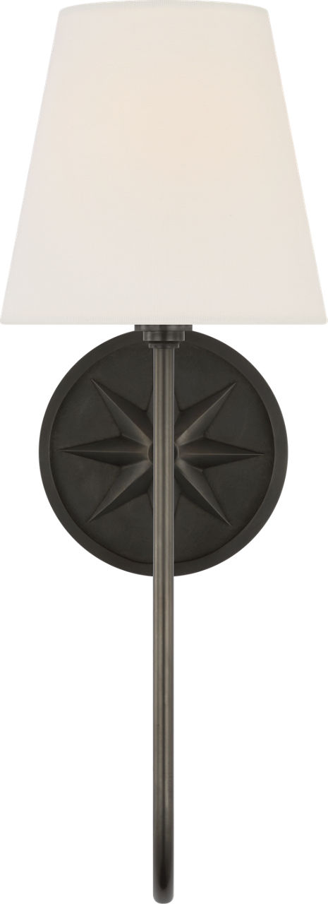 Polaris 17" Single Sconce in Bronze with Linen Shade