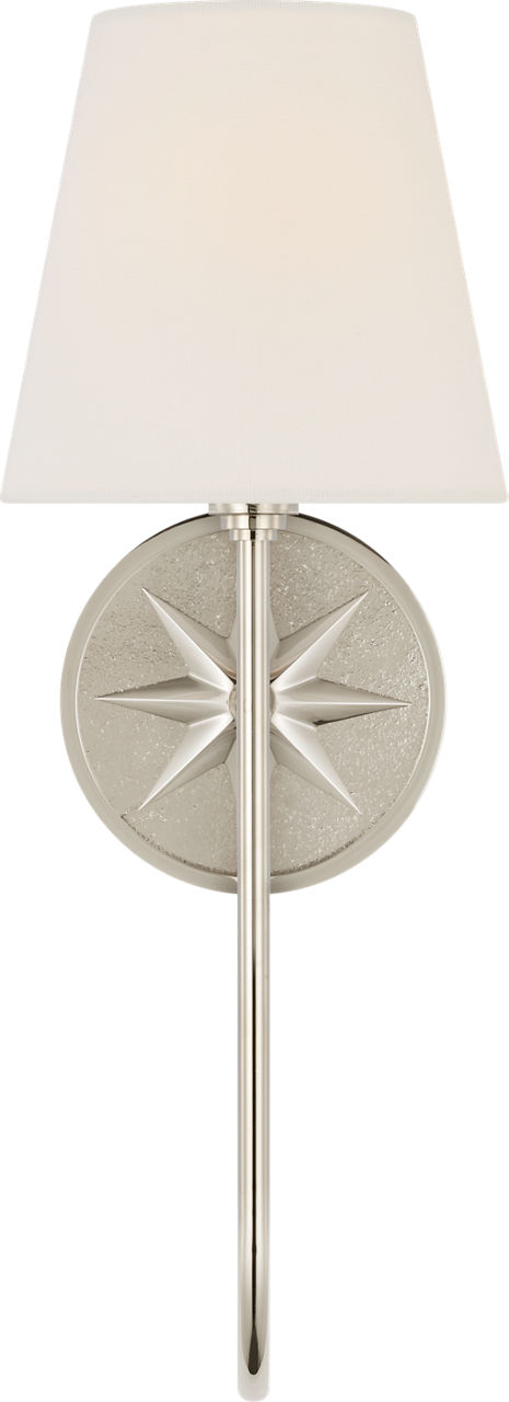 Polaris 17" Single Sconce in Polished Nickel with Linen Shade