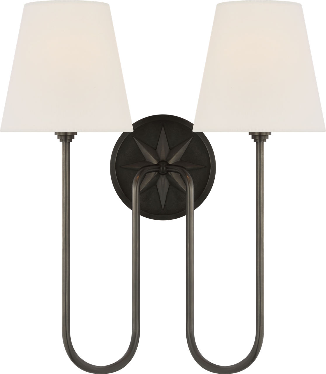 Polaris 17" Double Sconce in Bronze with Linen Shades