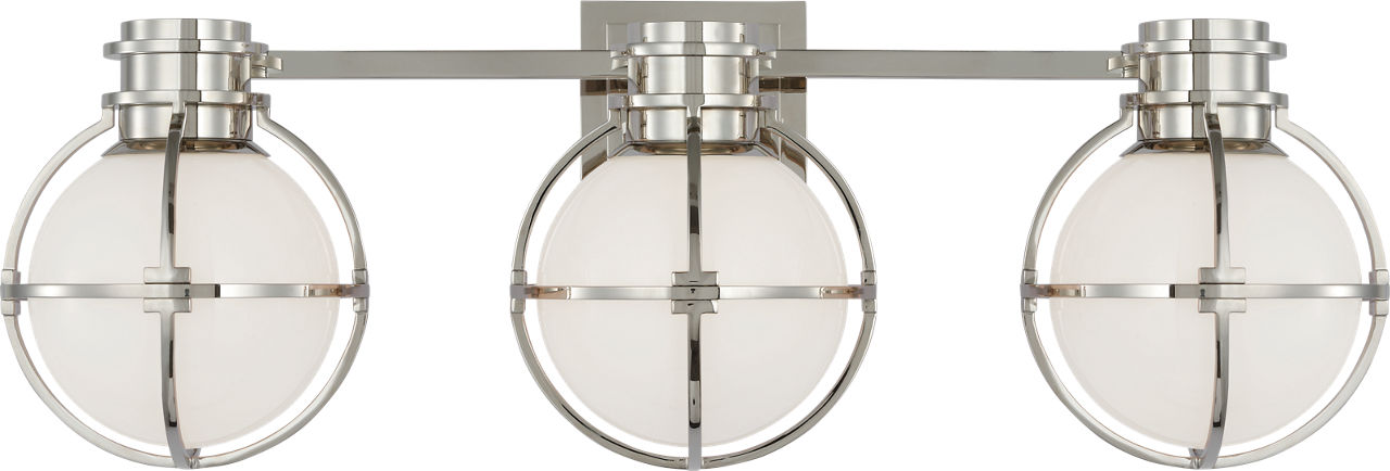Gracie Triple Sconce in Polished Nickel with White Glass