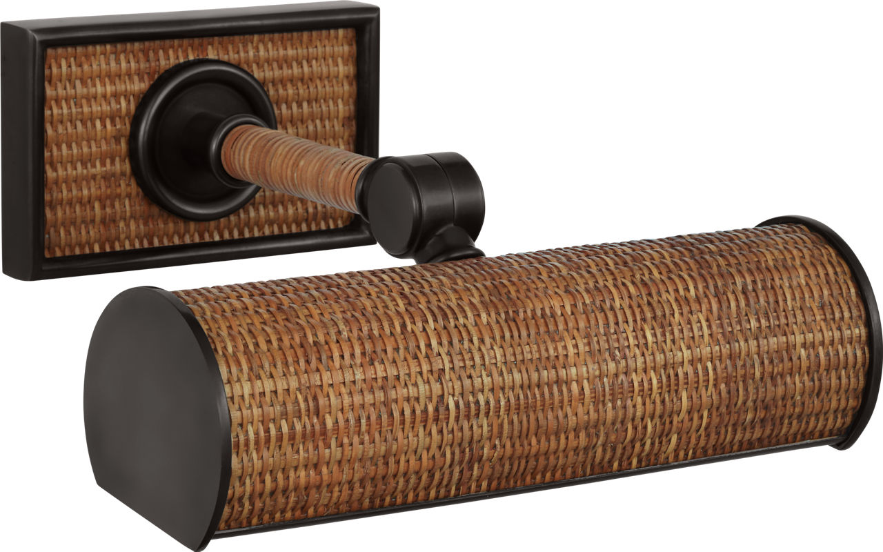 Halwell 8" Picture Light in Bronze and Natural Woven Rattan