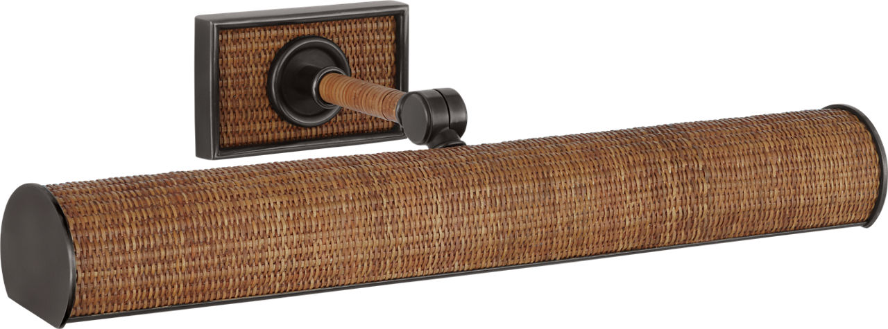 Halwell 18" Picture Light in Bronze and Natural Woven Rattan