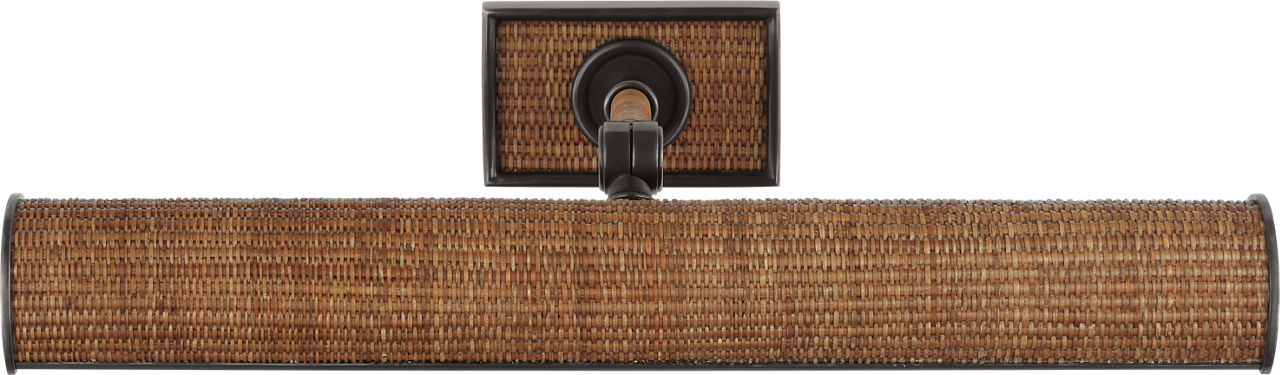 Halwell 18" Picture Light in Bronze and Natural Woven Rattan