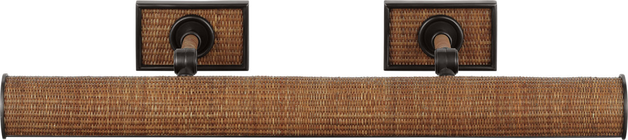 Halwell 24" Picture Light in Bronze and Natural Woven Rattan