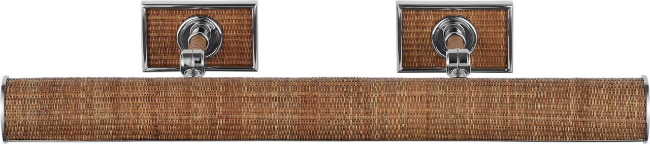 Halwell 24" Picture Light in Polished Nickel and Natural Woven Rattan