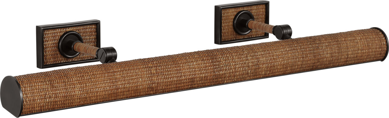 Halwell 30" Picture Light in Bronze and Natural Woven Rattan