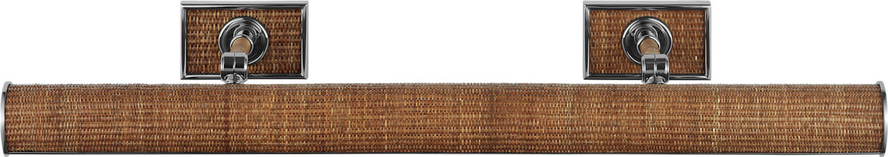 Halwell 30" Picture Light in Polished Nickel and Natural Woven Rattan