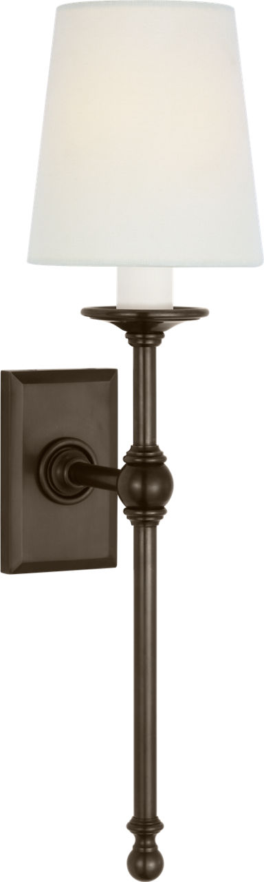 Classic 19" Tail Sconce in Bronze with Linen Shades