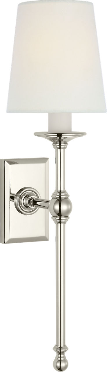 Classic 19" Tail Sconce in Polished Nickel with Linen Shades