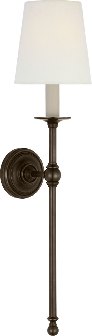 Classic 27" Tail Sconce in Bronze with Linen Shade