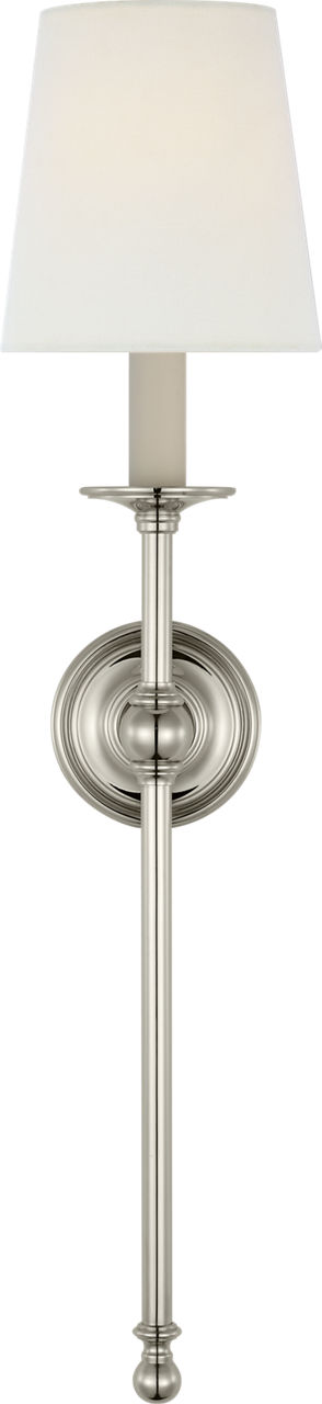 Classic 27" Tail Sconce in Polished Nickel with Linen Shade