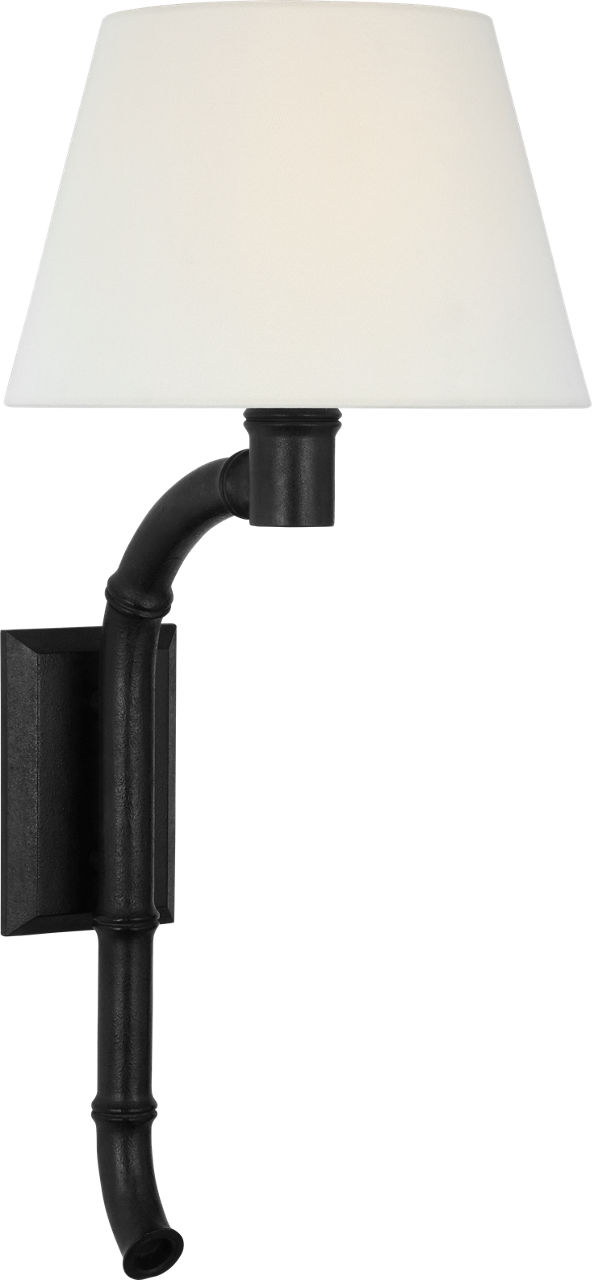 Alana 27" Curved Tail Sconce in French Rust with Linen Shade