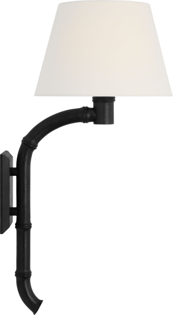 Alana 27" Curved Tail Sconce in French Rust with Linen Shade