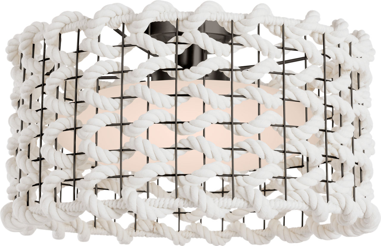 Catania 17" Flush Mount in Bronze with Cream Woven Rope