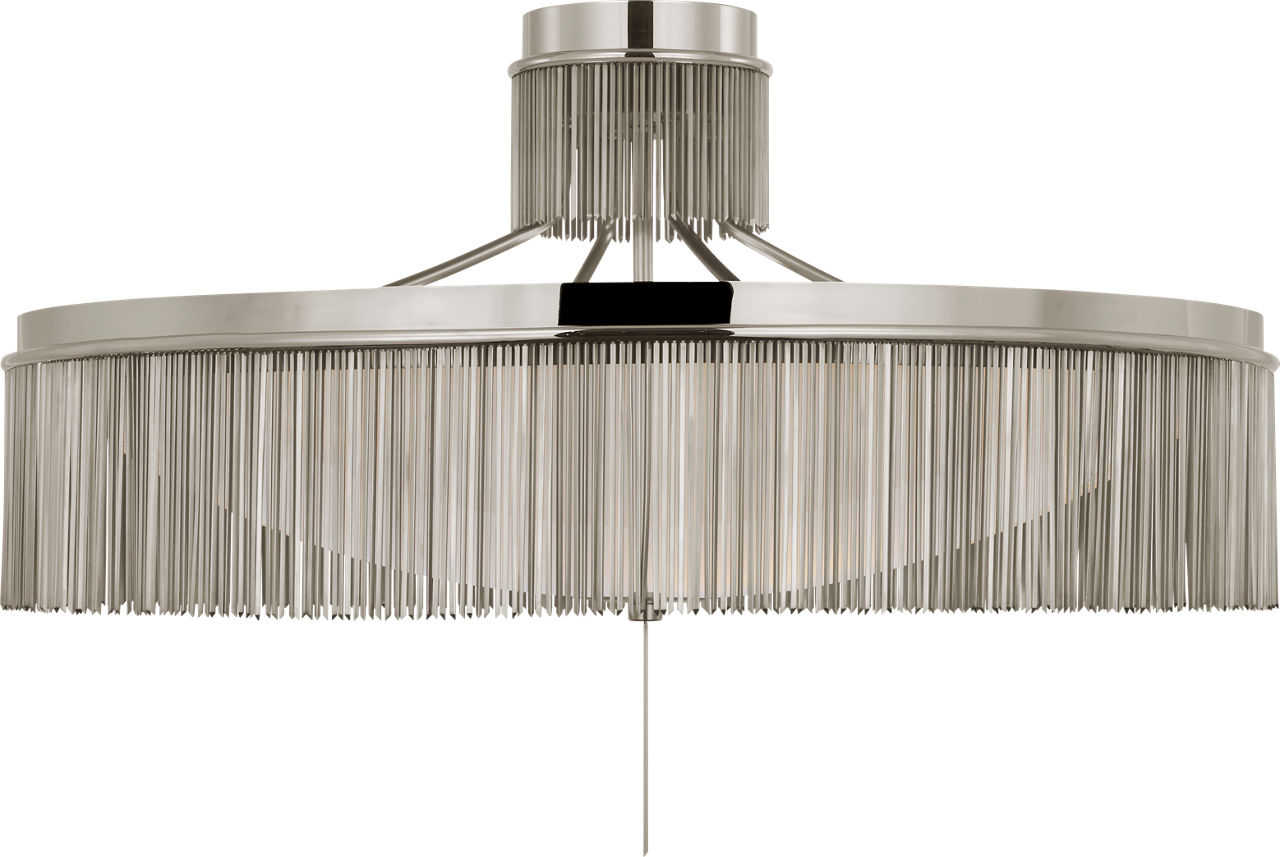 Sutton 32" Flush Mount in Polished Nickel with White Glass