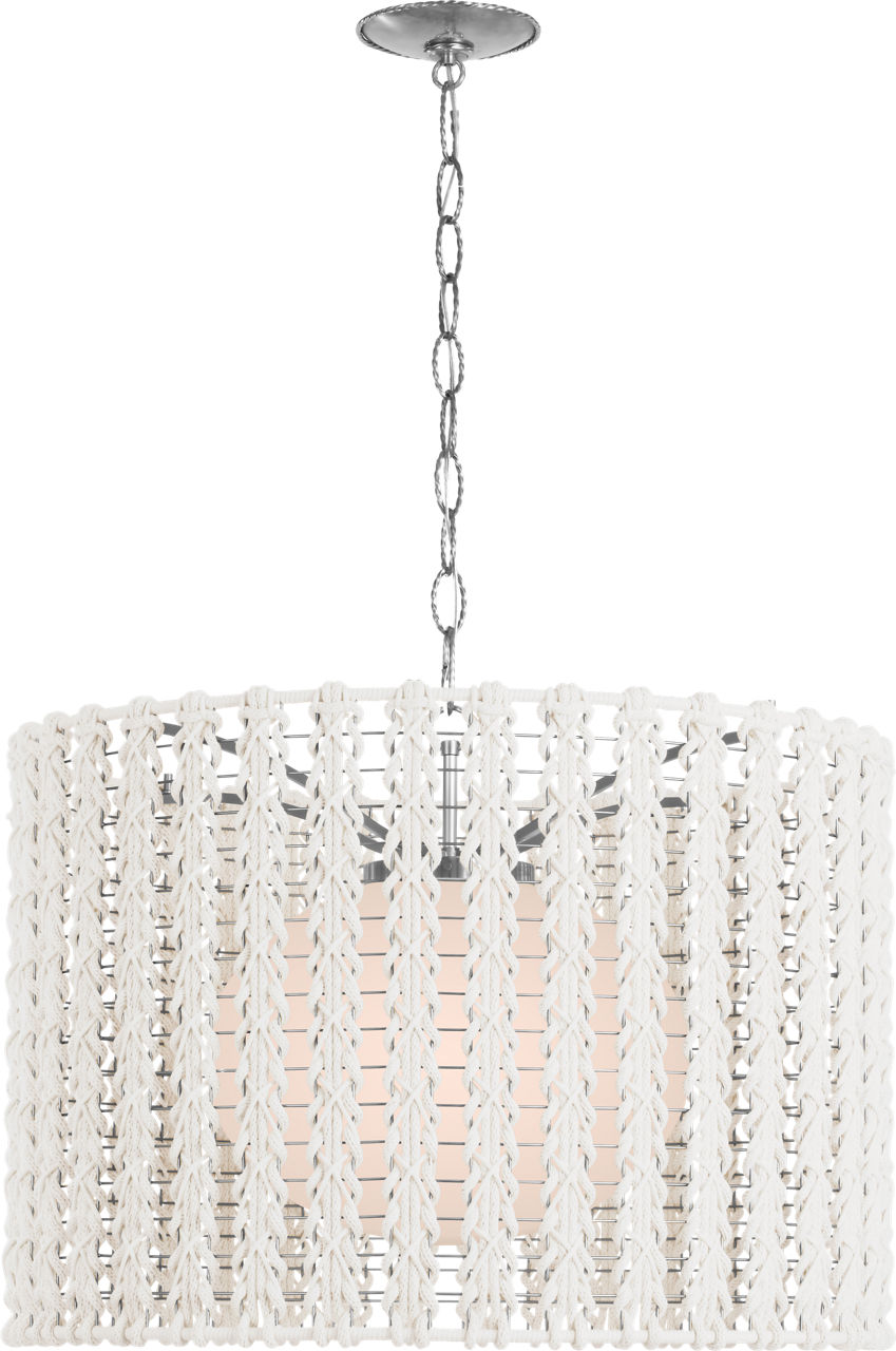Catania 30" Hanging Shade in Polished Nickel with Cream Braided Rope
