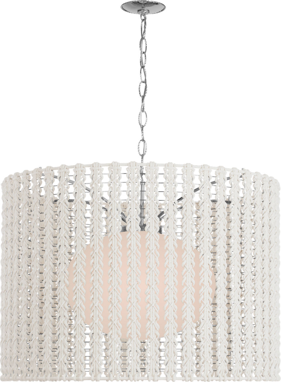 Catania 40" Hanging Shade in Polished Nickel with Cream Braided Rope